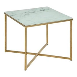 Stolik kawowy Alisma S biały szklany kwadratowy glamour do salonu Actona 50x50 cm