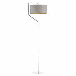 Lampa podłogowa TESALLIA GOLD szara glamour z welurowym abażurem do salonu i sypialni Lysne