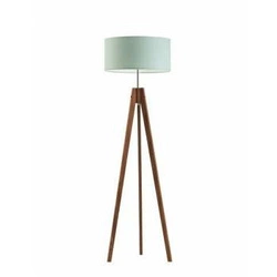 Lampa podłogowa drewniana HAITI Lysne miętowy abażur glamour do salonu i pokoju dziecięcego