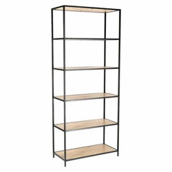 Regał na książki Seaford IV nowoczesny loftowy do salonu 77 cm dąb i czarny metal Intesi