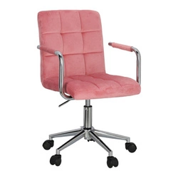 Fotel biurowy ergonomiczny Cosmo Arm różowy velvet z podłokietnikami do nauki i pracy