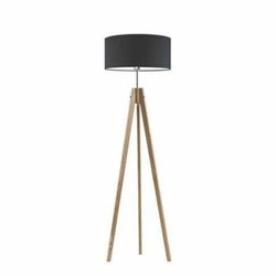 Lampa podłogowa drewniana HAITI z grafitowym abażurem do salonu i sypialni LYSNE