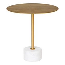 Stolik kawowy okrągły Lecco 51cm złoty glamour metalowy z marmurem do salonu Intesi