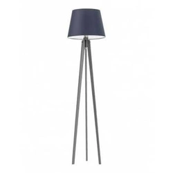 Lampa podłogowa drewniana Curacao z granatowym abażurem nowoczesna do salonu Lysne 158 cm