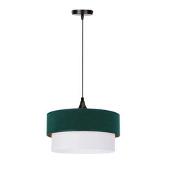 Lampa wisząca Sinagra nowoczesna zielona z welurowym abażurem do salonu i jadalni
