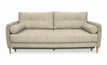 Sofa rozkładana Lika 3 osobowa z funkcją spania i pojemnikiem beżowa velvet do salonu