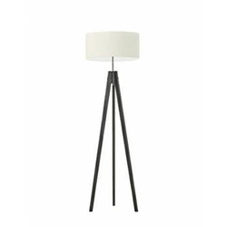 Lampa podłogowa drewniana do salonu HAITI Lysne ecru z abażurem glamour 138 cm