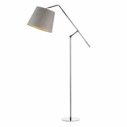 Lampa stojąca do salonu FOYA GOLD nowoczesna szara z welurowym abażurem regulowana Lysne