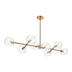 Nowoczesna lampa wisząca COSMIC-8 złota 85 cm do salonu i jadalni szklana