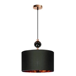Lampa wisząca Melba czarna nowoczesna metalowa do salonu i kuchni z miedzianym wnętrzem