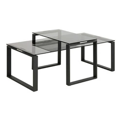 Zestaw 2 szklanych stolików kawowych Katrine glamour prostokątny do salonu Actona