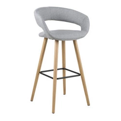 Hoker Grace Actona tapicerowany szary jasny 65 cm z podłokietnikami do wyspy kuchennej