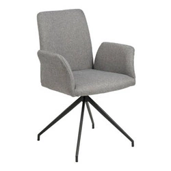 Krzesło tapicerowane Naya Actona do jadalni nowoczesne szare z podłokietnikami na czarnych nogach