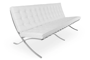 Sofa BA3 3 osobowa, biała ekoskóra PU inspirowana Barcelona