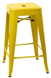 Hoker Paris 66 cm żółty metalowy bez oparcia industrialny do wyspy kuchennej inspirowany Tolix