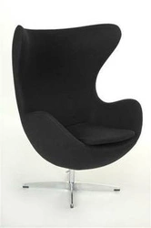 Fotel Jajo czarny kaszmir D2.DESIGN obrotowy bujany do salonu i biura nowoczesny glamour