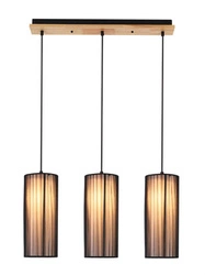 Lampa wisząca Kioto 3 czarna drewniana do jadalni nowoczesna potrójna nad stół
