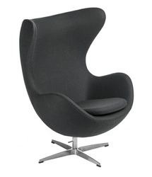 Fotel uszak Jajo inspirowany Egg szary kaszmir nowoczesny obrotowy do salonu i biura