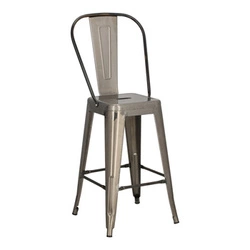 Hoker Paris Back 66 cm metalowy z oparciem industrialny do wyspy kuchennej srebrny D2.DESIGN