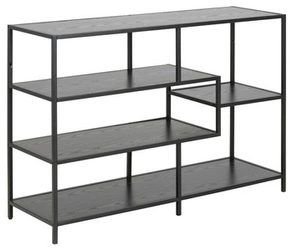 Regał metalowy Seaford V czarny industrialny na książki i dekoracje do salonu Actona 114 cm