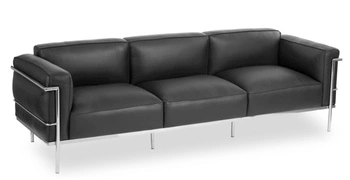 Sofa 3 osobowa Soft GC czarna skóra naturalna nowoczesna do salonu D2.DESIGN