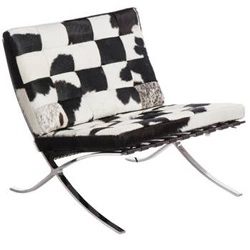 Fotel wypoczynkowy BA1 skóra naturalna czarny inspirowany Barcelona do salonu nowoczesny