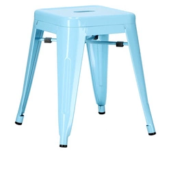 Stołek Paris niebieski metalowy do kuchni i salonu inspirowany Tolix nowoczesny 46 cm D2.DESIGN