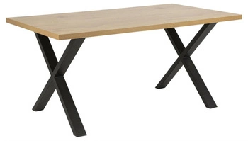 Stół do jadalni Wales Cross 160x90 nowoczesny industrialny drewniany blat czarne nogi Actona