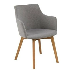 Krzesło tapicerowane Bella Actona do jadalni szare skandynawskie z podłokietnikami drewniane