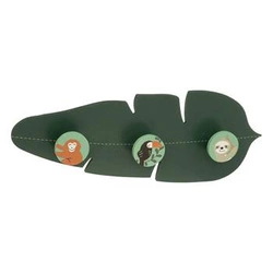 Atmosphera zielony wieszak ścienny do pokoju dziecięcego liść z motywem dżungli 3 haczyki