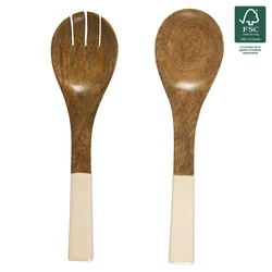 Zestaw sztućców do serwowania Dunen z drewna mango