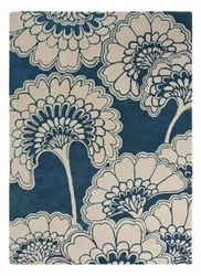Dywan glamour do salonu Florence Japanese Floral Midnight granatowy wełniany 200x280cm