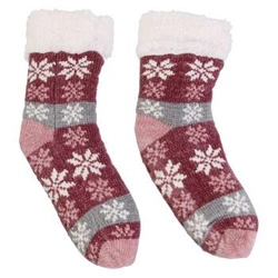 Skarpetki świąteczne ocieplane czerwone Intesi do domu z poliestru, miękkie i przyjemne