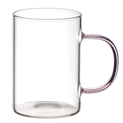 Szklanka do kawy Intesi Coloured minimalistyczna z różowym uchem 300 ml szklana