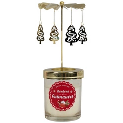 Świąteczna świeca zapachowa karuzela biała Intesi dekoracja bożonarodzeniowa na stół