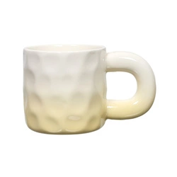 Kubek ceramiczny Chubby Intesi żółty 330ml do kawy i herbaty klasyczny z uchem