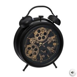 Zegar stojący Janis czarny retro metalowy z cichym mechanizmem do salonu lub sypialni 33 cm