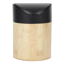 Intesi Mini kosz na śmieci do łazienki i kuchni bambusowy czarny obrotowy 1L