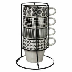 Zestaw 4 kubków ceramicznych Bohemia 260 ml do kawy i herbaty szary 5five simply smart