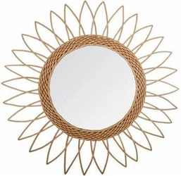 Lustro okrągłe boho Flowi 50 cm rattanowe do przedpokoju i salonu Atmosphera