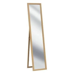 Lustro stojące Tasso 155x35 cm prostokątne do sypialni w drewnianej ramie naturalne
