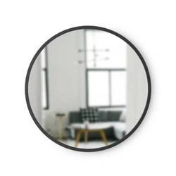 Lustro okrągłe Hub Umbra 46cm czarne do przedpokoju i łazienki nowoczesne na ścianę