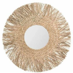 Lustro okrągłe boho Ael 80 cm wiszące do salonu z naturalnej trzciny Atmosphera