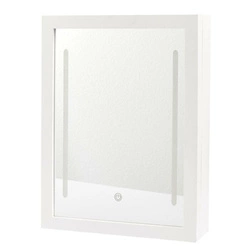 Szafka łazienkowa wisząca z lustrem LED Intesi biała nowoczesna 30 cm płytka