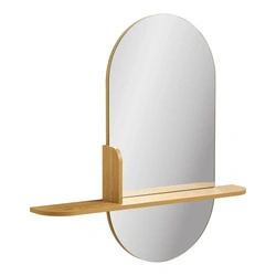 Lustro owalne Barco z półką do przedpokoju w drewnianej ramie 92 cm