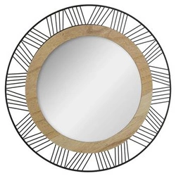 Lustro okrągłe do salonu Atmosphera Joe nowoczesne w drewnianej i metalowej ramie 45cm