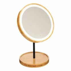 Lustro okrągłe LED do makijażu stojące boho bambusowe 5five simply smart