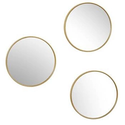 Zestaw 3 luster okrągłych Toronto w złotej ramie 26cm do przedpokoju i salonu