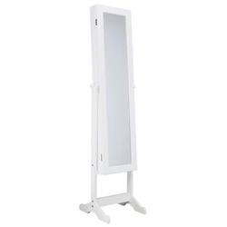 Hermosa XL stojące lustro do sypialni z organizerem na biżuterię białe skandynawskie