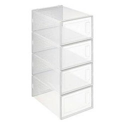 Stojak na buty Stak 5five simply smart transparentny, sztaplowany zestaw pudełek z wentylacją